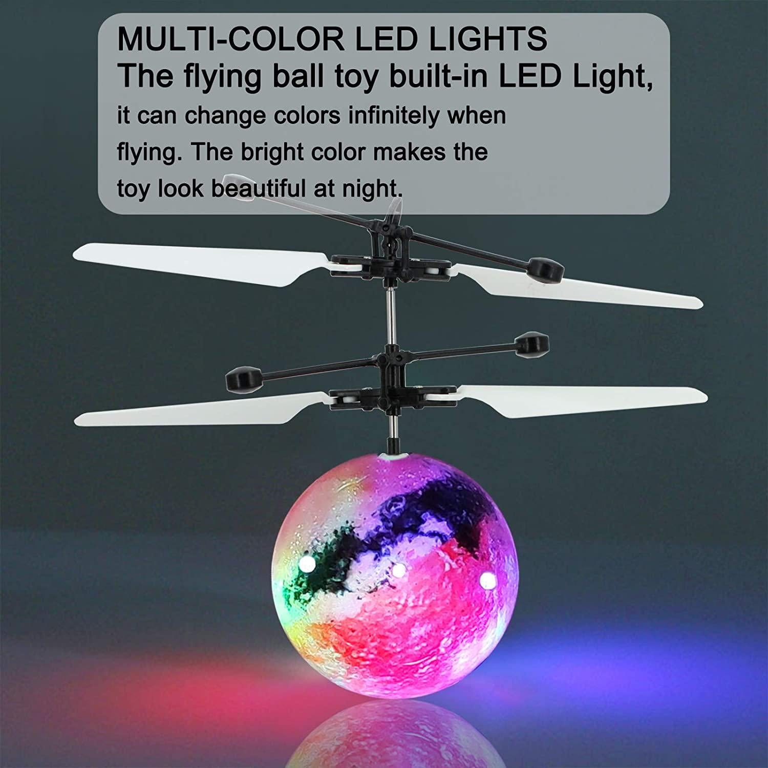 AMENON, AMENON Flying Ball RC Toys for Kids, Hand Controlled Mini Drones Light-Up Flying Toy Helicopter with Rechargeable Remote Controller Quadcopter Outdoor Sport Toys Easter Basket Stuffers for Kids Boys