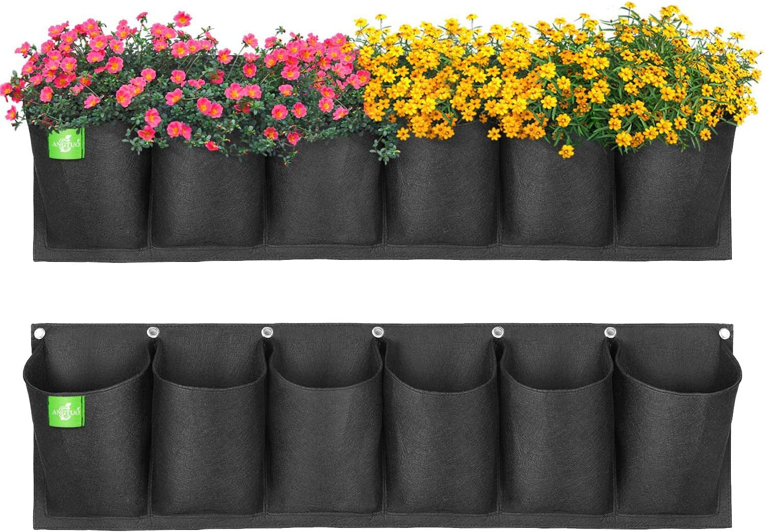 ANGTUO, ANGTUO Hanging Wall Planters for Indoor Outdoor Plants New 6 Pockets Vertical Garden Planter Hanging Grow Bags Flower Pots Railing Deck Balcony Home Decor