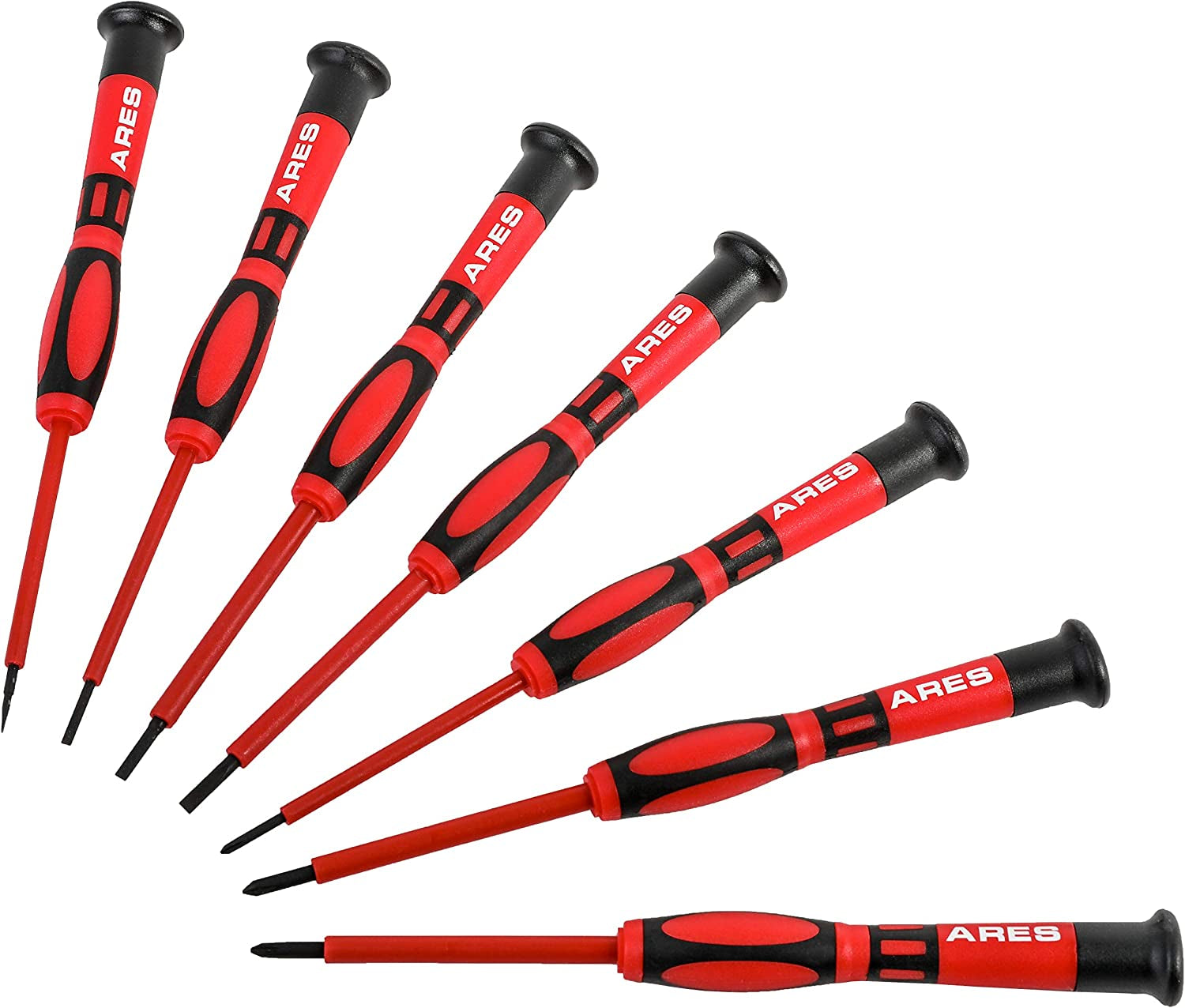 ARES, ARES 19000-7-Piece Precision Insulated Electrical Screwdriver Set - Phillips 00, 0, and 1 and Slotted 1.5, 2.0, 2.5, and 3.0Mm - Storage Case Included