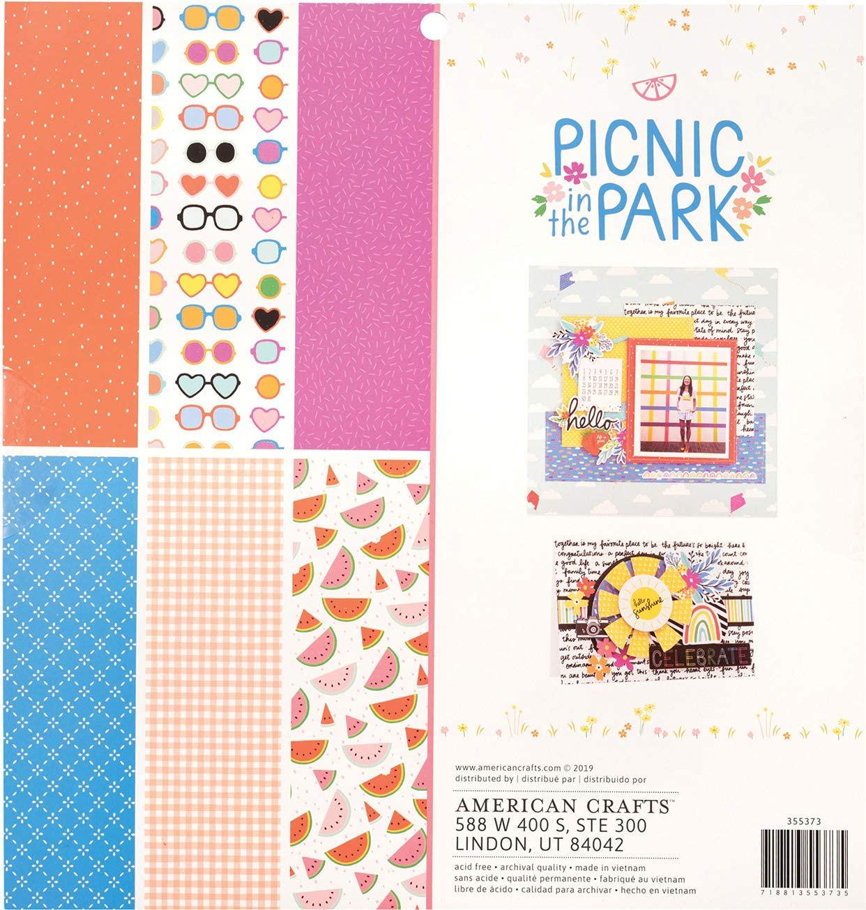 American Crafts, American Crafts Single-Sided Paper Pad 12in x 12in 48 Pack - Amy Tan Picnic in The Park - Color: Tan