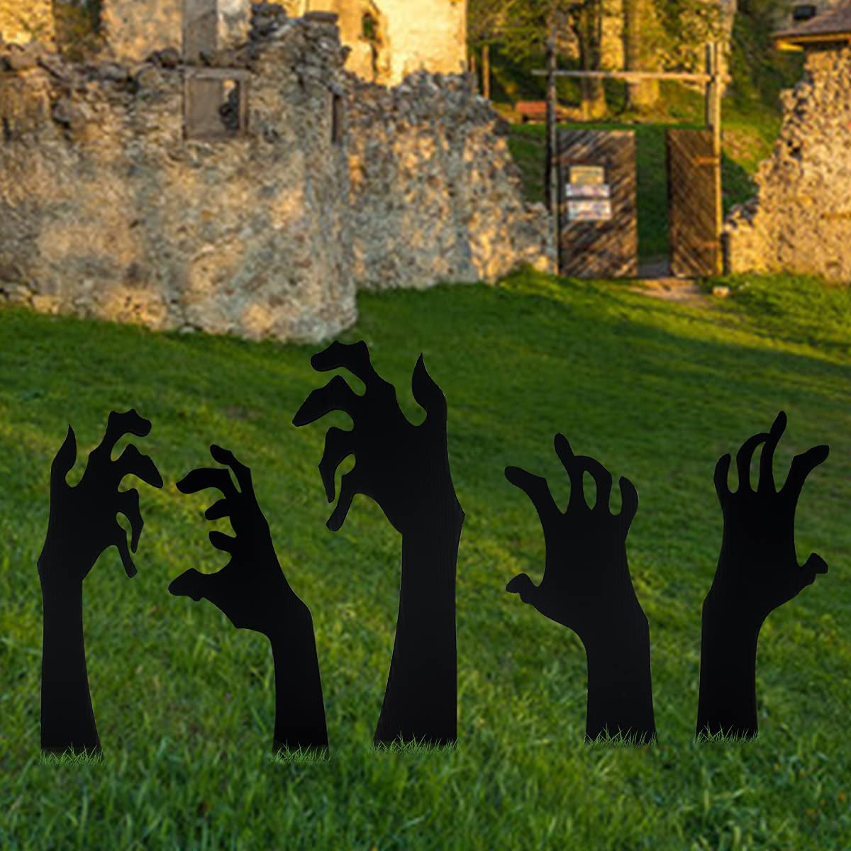 Anditoy, Anditoy 5 Pack Halloween Black Hands Yard Signs with Stakes Scary Silhouette Halloween Decorations for Outdoor Yard Lawn Garden Halloween Decor