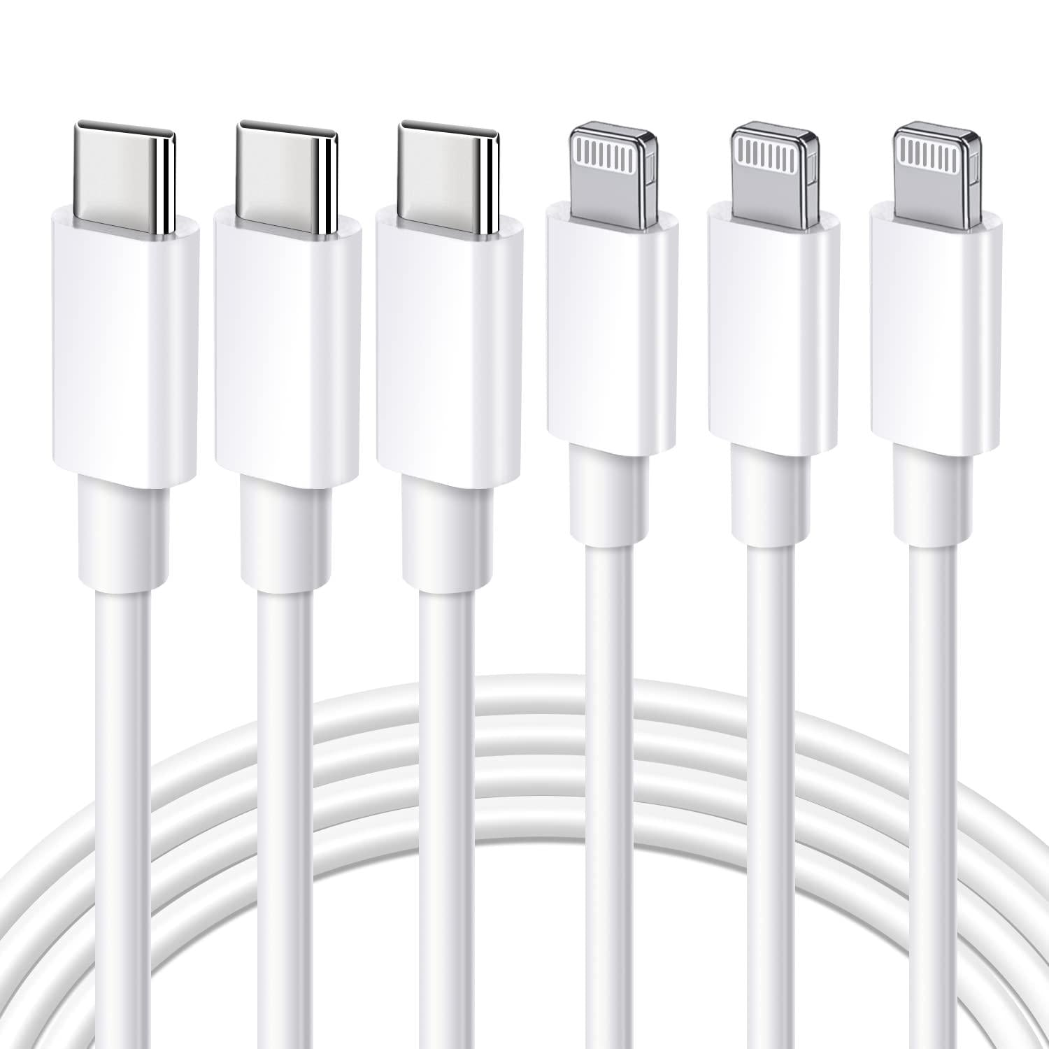 Ximytec, [Apple MFi Certified] USB C to Lightning Cable 3Pack 10FT iPhone Fast Charger Cable Type C Charging Cord Compatible with iPhone 13 13 Pro Max 12 12 Pro Max 11 XS XR X 8 iPad,White