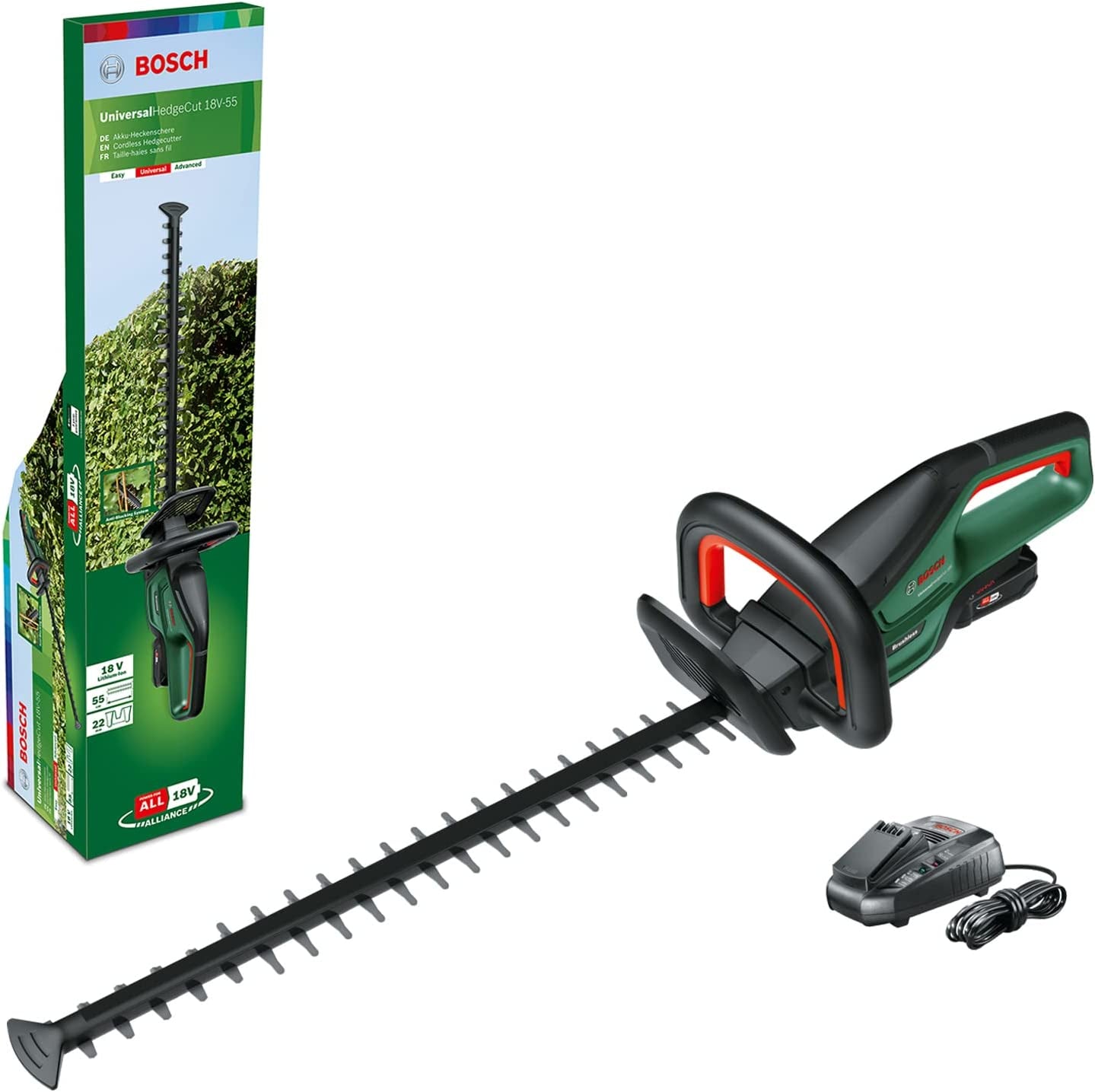 Bosch Home & Garden, Bosch Home & Garden Cordless Hedge Trimmer Universalhedgecut 18-55 (With 2.5Ah Battery)