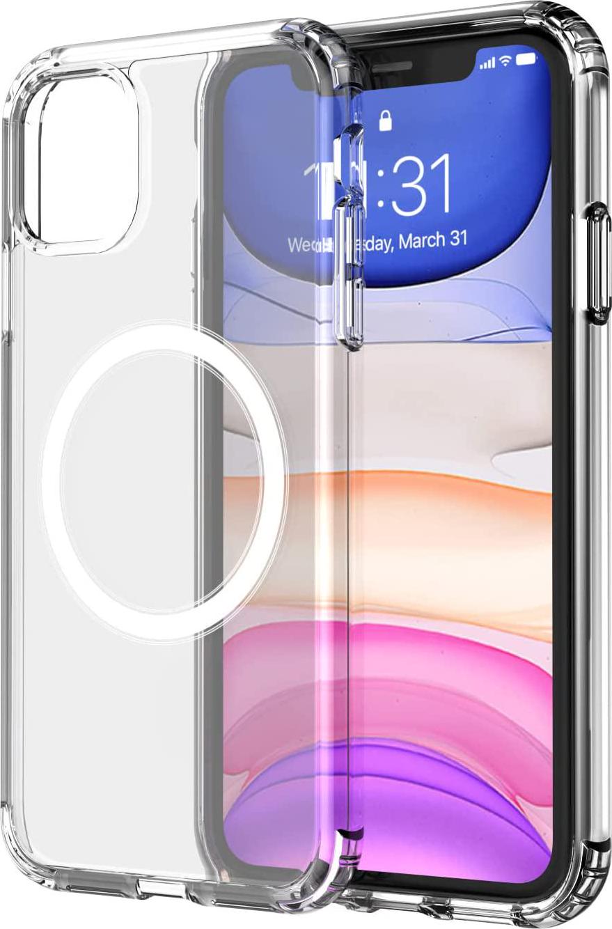 amCase, amCase Clear Case with Built-in Magnets Compatible with Mag-Safe, iPhone 11 (6.1 ), Support Wireless Charging and Magnetic Stand, Strong Magnetic, Shockproof Protective