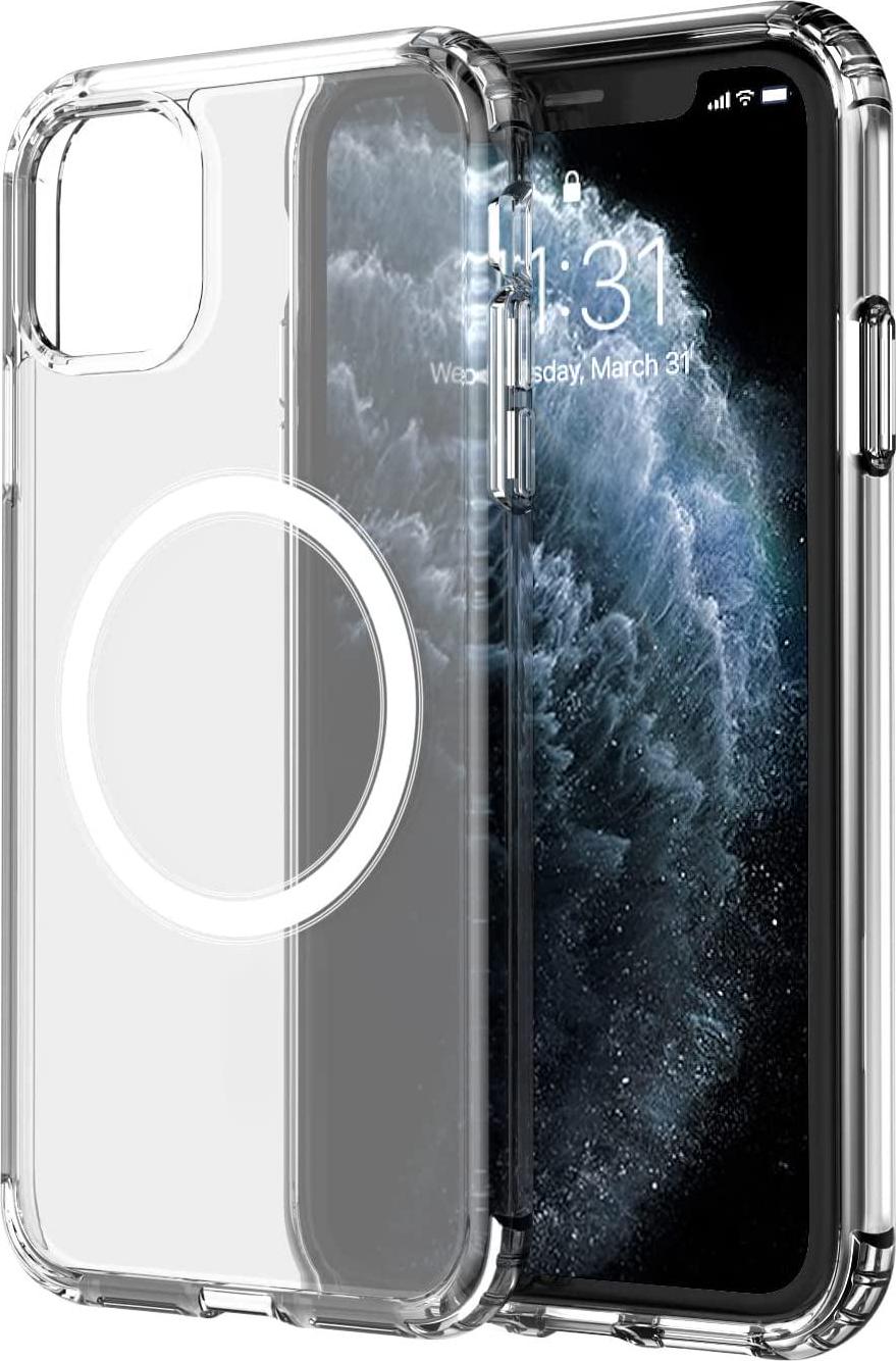 amCase, amCase Clear Case with Built-in Magnets Compatible with Mag-Safe, iPhone 11 Pro Max (6.5 ), Support Wireless Charging and Magnetic Stand, Strong Magnetic, Shockproof Protective